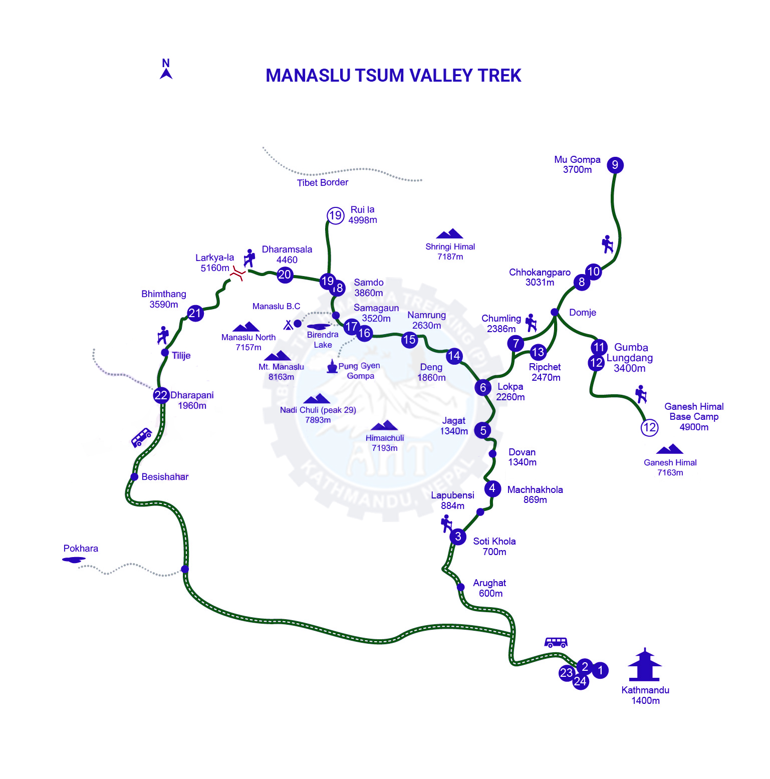 Tsum valley trek map