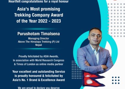 Asia's most promising trekking company award