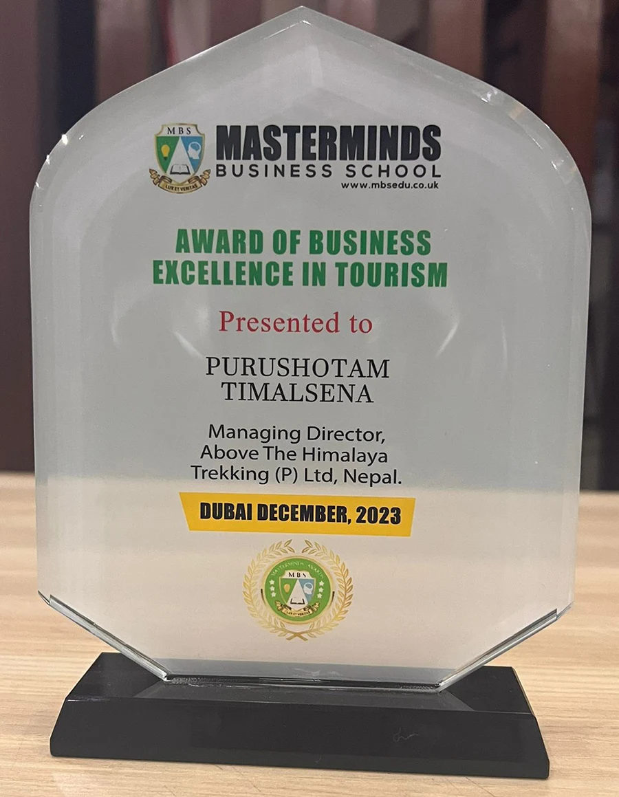 Award of Business Excellence in Tourism